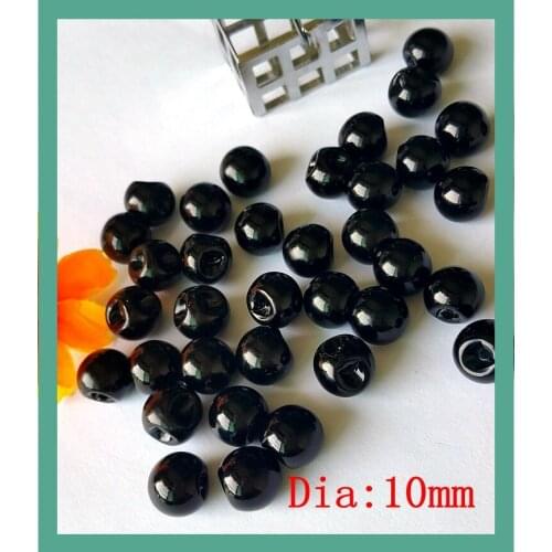 200pcs side hole ,Black plastic Imitation Pearl Button Bulk 10mm Round loose Buttons for Craft Scrapbooking Products Accessories