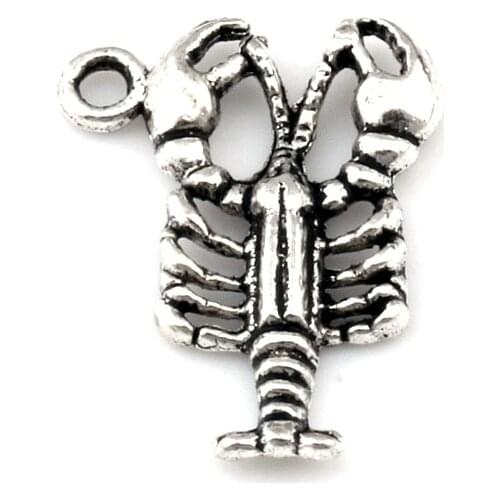 200pcs Single Side Lobster Charm Pendants DIY Making Tibetan Handmade Finding Jewelry 16x21.2mm A-617
