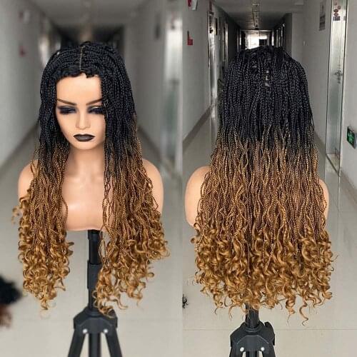 26 Inch Long Straight Headband Braided Wigs Synthetic Box Braid Wig For Black Women 3X Twist Braiding Hair Cosplay Wig