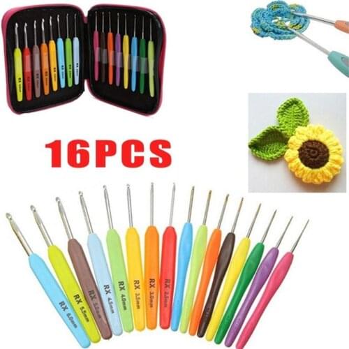 3/16pcs Knitting Needles Soft Handle Aluminium Crochet Hooks Set Knitting Needles Kit Sweater Weave Knitting Tools
