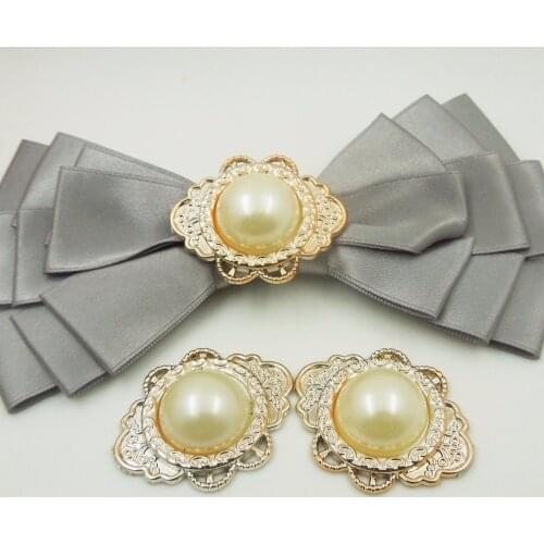 37/30mm,10pcs pearl glue on uv plated rose gold no fade ribbon buckles acessories Ribbon Slider Headband Hair Clip DIY