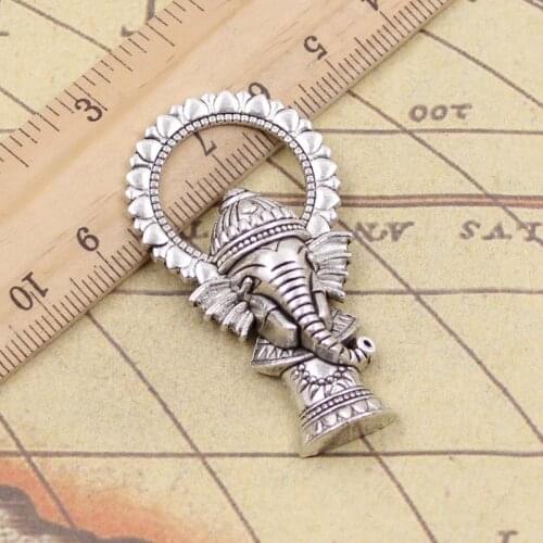 4pcs Charms Ganesha Elephant Buddha 50x28mm Antique Bronze Silver Color Pendants Making DIY Handmade Tibetan Finding Jewelry