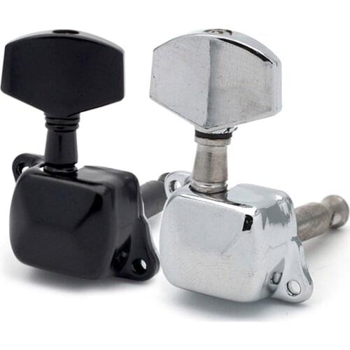 6PCS Semiclosed Guitar Tuning Pegs Tuner Machine Heads for Acoustic Guitar Chrome Black