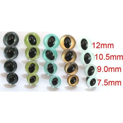 7.5-12mm 50pcs Stuffed Toy cat eyes Doll Parts Plastic safety eyes - mixcolors