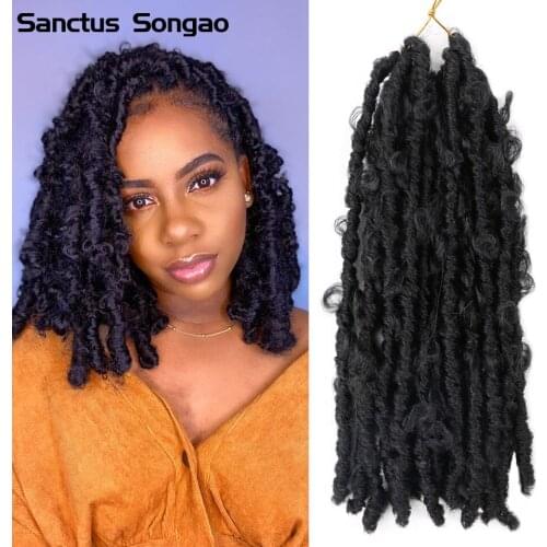 1b 27 30 Bug Ombre Distressed Butterfly Locs Braiding Hair For Women Bob Butterfly Curly New Styles Crochet Hair 20 Roots