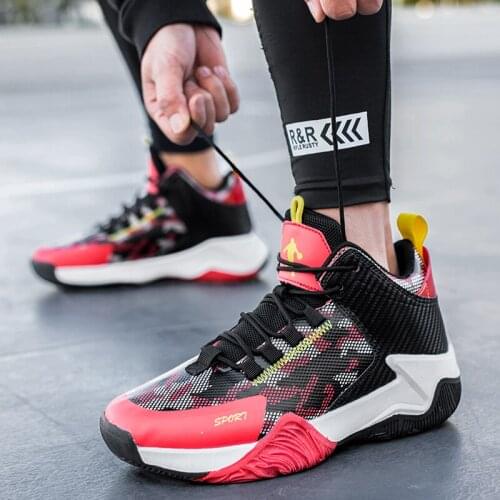 Couple Basketball Shoes High-top Shock Absorption Lightweight Sports Mens Spring Summer Mesh Breathable Outdoor Sports Shoes 46