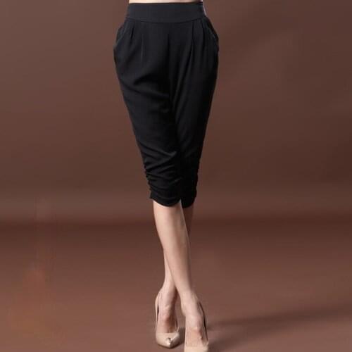 High Quality Summer Pants Female 2021 Silk Trousers for Women Black Harem Pants Plus Size 4xl Pantalon Pour Femme Pph4187