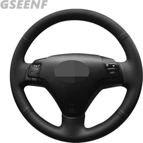 Car Steering Wheel Cover For Lexus GS300 2004-2007 ES250 2005 Black Hand-stitched Genuine Leather DIY Steering Wheel Cover