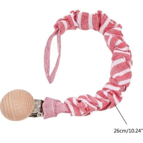Baby Cotton Pacifier Chain Beech Wood Pacifier Clip Infant Teething Toys Holder For Nipples Baby Teether