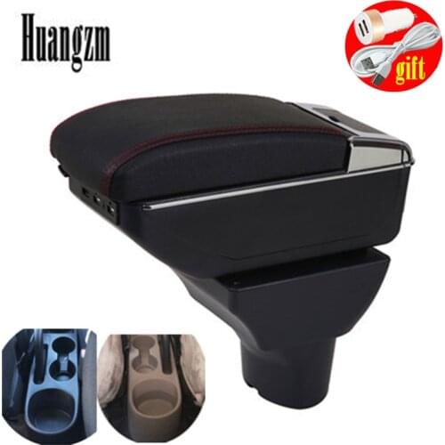 For Hyundai i20 Armrest Box i20 PU leather Universal Car Central Armrest Storage Box cup holder ashtray modification accessories