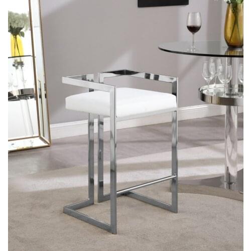 ChinaFurniture manufacturing factory, modern light luxury velvet cushion, stainless steel high bar stool