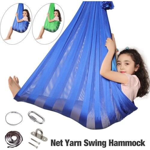 Net Yarn Swing Hammock Breathable Comfortable Soft Ultra-soft Free Adjustment Hanging Hammock For Kids Playing Indoor Outdoor