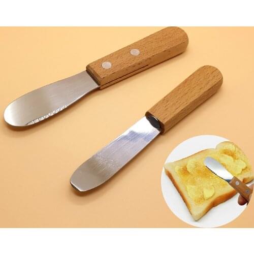Wooden Handle Cheese Tool Butter Spatula Multi Purpose Stainless Steel for Breakfast Cutlery Cream Scraper Kitchen Accessories