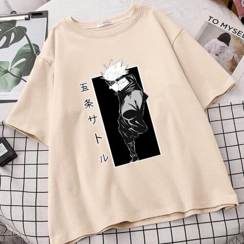 Jujutsu Kaisen Oversized Tshirts Satoru Gojo Women Summer Ulzzang T Shirts Camisetas De Mujer Sleeve Tee Tops Roupas Femininas