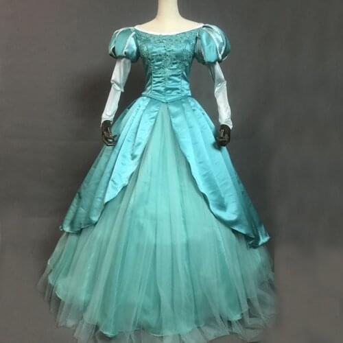 Movie Mermaid Princess Ariel Cosplay Costume Adult Women Stage Performce Dress Fancy Halloween Party Gown