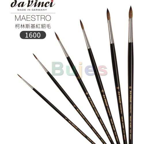 Da Vinci Oil & Acrylic Series 1600 Maestro Oil Paint Brush, Round Kolinsky Red Sable, Size 0,1,2,4,6,8,10,12,18,art supplies