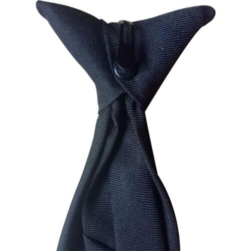 Q1FA 50x8cm Mens Uniform Solid Black Color Imitation Silk Clip-On Pre-Tied Neck Ties for Police Security Wedding Funeral