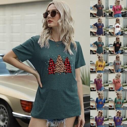 2021 New Christmas Summer Womens Christmas Series Printed Short Sleeve Design T-shirt polo shirt women Christmas