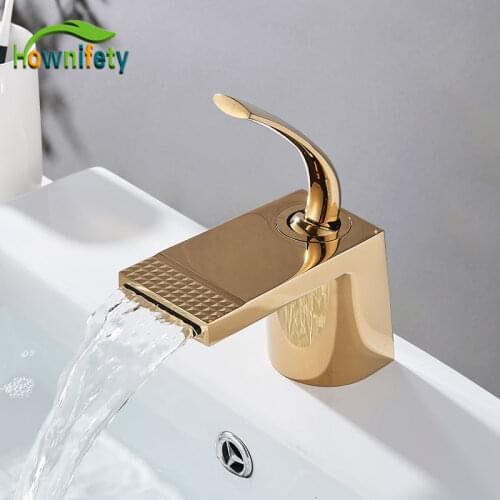 New Waterfall Design Basin Faucet Single Hole Personality Handle Deck Mount Crane hot cold sink faucets