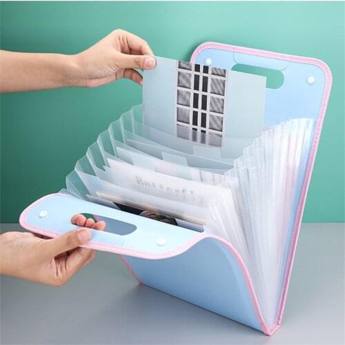 13Pockets Portable Organ Package A4 Plastic Expanding Information File Folder Office Organizer Document Bag Student Test Book
