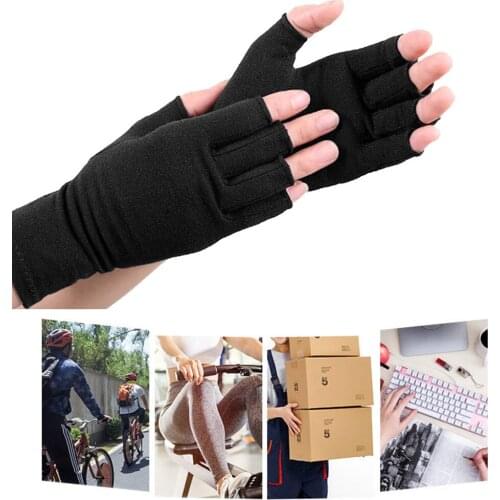 Arthritis Gloves Compression Gloves Support And Warmth Fingerless Cotton Fabric Sports Gloves for Hands Finger Joints