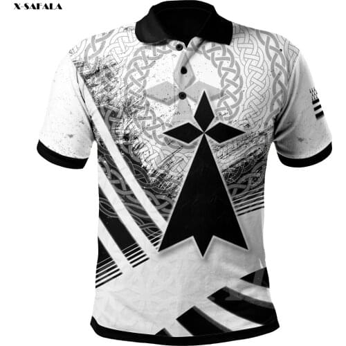 BRITTANY BRITTANY ELTIC CROSS Flag 3D Printed Polo Shirt Men Women Unisex Thin Collar Short Sleeve Street Wear Casual Tee