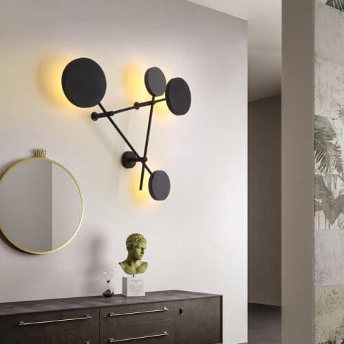 Nordic Postmodern LED living room wall light minimalist creative personality round warm bedroom wall lamp decorative lighting