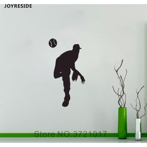 JOYRESIDE Baseball Wall Sports Decal Vinyl Sticker Decor Boys Teen Kids Living Room Bedroom Playroom Home Decoration Mural A450
