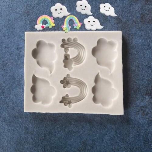 Spray Rainbow Cloud Fondant Cake Mold Liquid Silicone Mold Cake Chocolate Baking Decoration Tool A1475