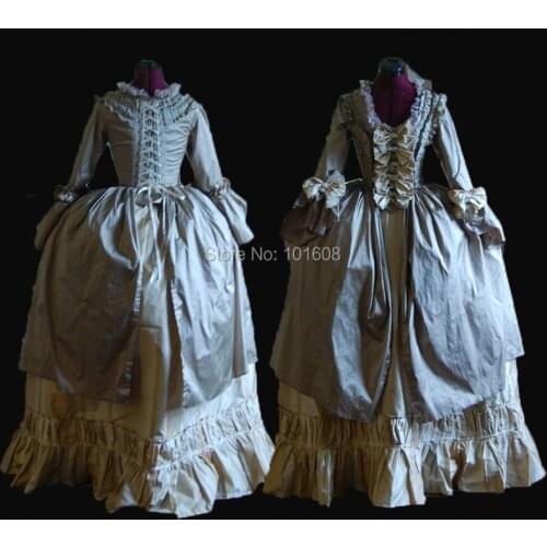 Tailored!Royal Grey Vintage Costumes Duchess Princess Civil war 18th Court Belle Marie Antoinette DRESS Victorian dresses HL-369