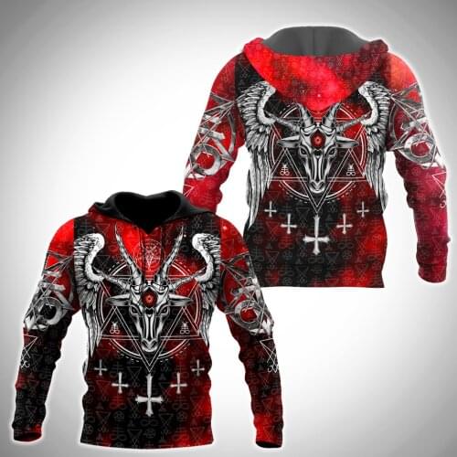 Fashion hoodie Satanic Devil Tattoo Red 3D All Over Printed Men Hoodie Unisex Casual zip Jacket Pullover Streetwear sweatshirt