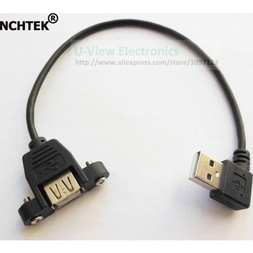 NCHTEK Right Angled 90 Degree USB2.0 A Male to Female Extension Cable With Panel Mount Hole 25CM/Free DHL Shipping/100PCS