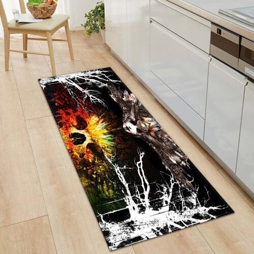 Entrance Doormat Home Kitchen Rug Hallway Balcony Decorative Floor Mat Printed Pattern Absorption Water Mat Bathroom Anti-Slip