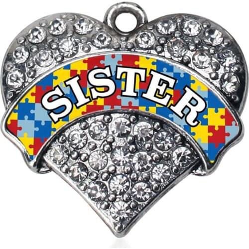 Family Member Jewelry Wholesale Awareness Puzzle Pieces Autism Sister Charms & Pendant