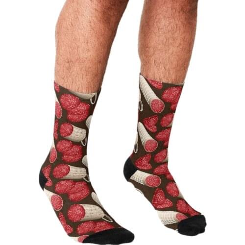 Funny Mens socks Salami Personality Time Pattern Printed hip hop Men Happy Socks cute boys street style Crazy Socks for men