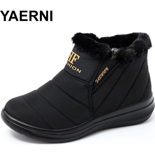 YAERNI Women Ankle Boots Ladies Casual Snow Shoes Ladies Waterproof Warm Short Plush Soft Flats Non Slip Outdoor Comfortable
