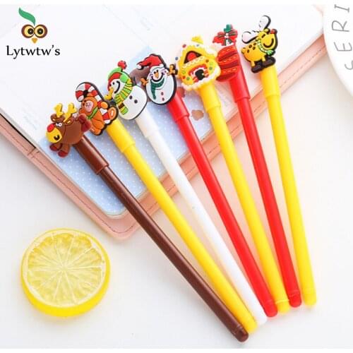 1 Piecce Lytwtws Cute Christmas Theme Gel Pens Santa Claus Kawaii Stationery Material Office School Supplies Kids Gifts