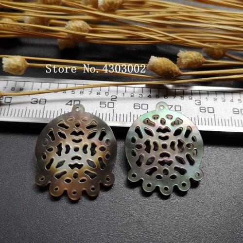 10pcs/lot 22x27mm Natural Round Flower Mother of Pearl shell for DIY Jewelry Black Flower MOP Pearl shell for earrings