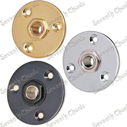 2 Pcs Round Jack Plate Guitar jack 1/4" Guitar Pickup output Input Jack Plug Socket 6.35 for Electric Bass Guitar - Chrome Black
