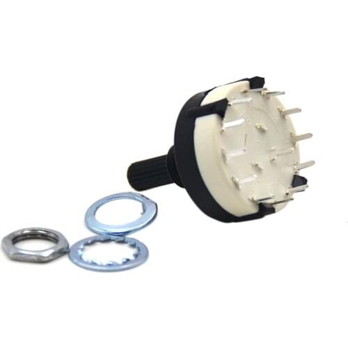 4 Pole / 3 Way Rotary Switch Solder Terminal Band Selector Rotary Switch Standard Splined Shaft