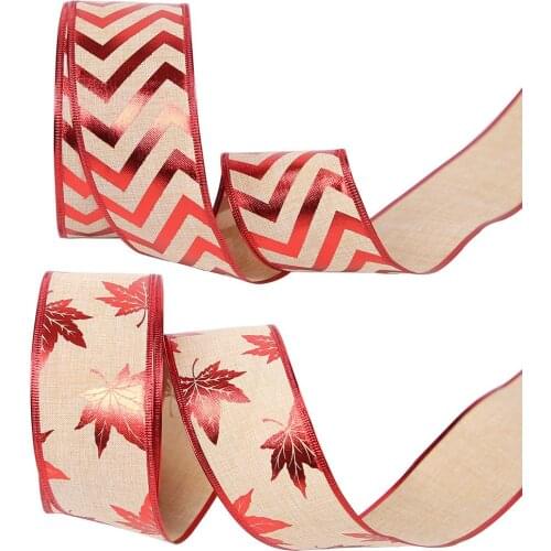 4 styles Red Maple Leaf Christmas Gift Birthday Wedding Decoration Ribbon decorative tree gift box, Cake Wrapping Ribbon