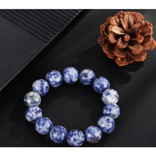 2019 New Charm Blue White Natural Stone 6mm 8mm 10mm12mm14mm Beads Bracelet Simple Elastic Buddha Jewelry Gift for Women Men