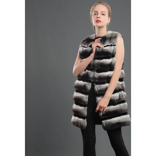CNEGOVIK Fur Vest Chinchilla Color Coat Women Winter Warm Fashion Real Rex Rabbit Fur Jacket Outwear Hot Style