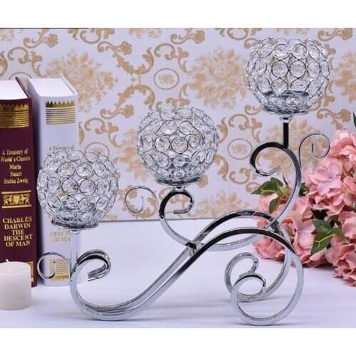 Elegant Religious Activities Decorations 3-Candles Centerpieces Crystals Votive Candle Holders wedding candle holder