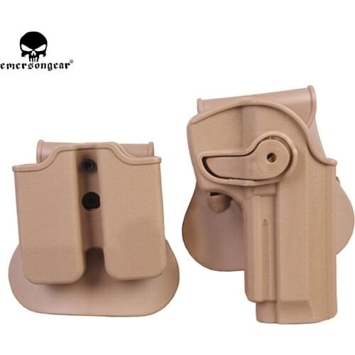 EMERSONGEAR Hand Gun Holster Mag Pouch IMI Rotary Holster Magazine Carrier Set for M92 Black Pistol Holster Hunting Accessories