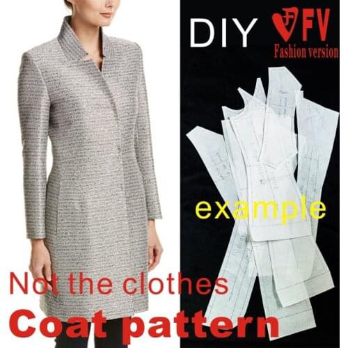 Pattern making European and American womens long-sleeved stand-collar coat pattern 1:1 garment sewing drawing BFY-201