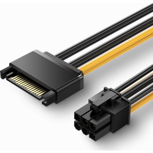 15pin SATA Power to 6pin PCIe PCI-e PCI Express Adapter Cable for Video Card SATA Power Supply 15p to 6P Graphics Reverse Power