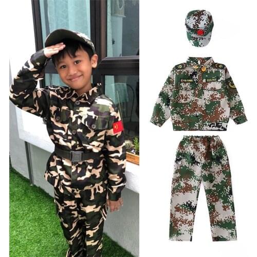 Camouflage Military Uniform Kids Boys WW2 US Army Cosplay Costume Teenager Combat Tactical Soldier Training Uniform Jacket Suits