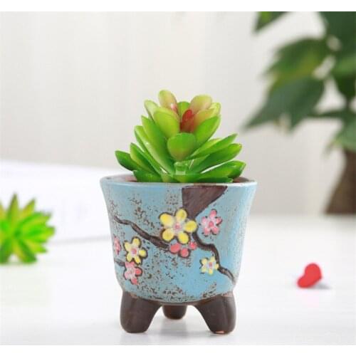 Ceramic Cute Succulents Plants Pot Creative Flower Pots Color Hand Painted Potted Office Bonsai Home Garden Decoration Ornaments