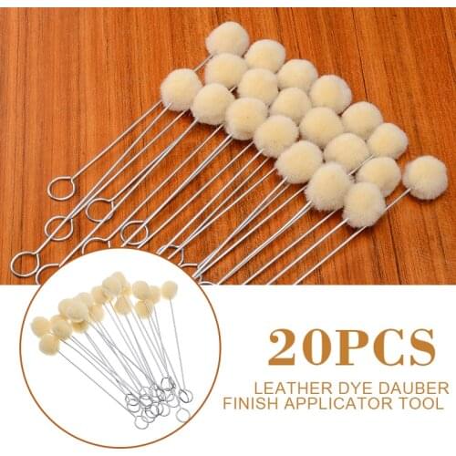 20pcs 12.5cm DIY Leather Dyeing Wool Ball Brush Metal Handle Daubers Painting Assisted Leather Craft Making Accessories